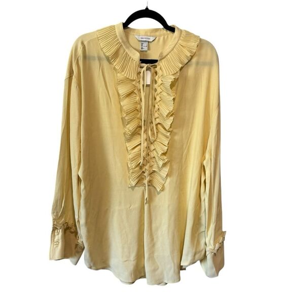 H&M Edition S/S 2025 Ruffled Pale Yellow Tunic Blouse Limited Edition - Picture 9 of 12
